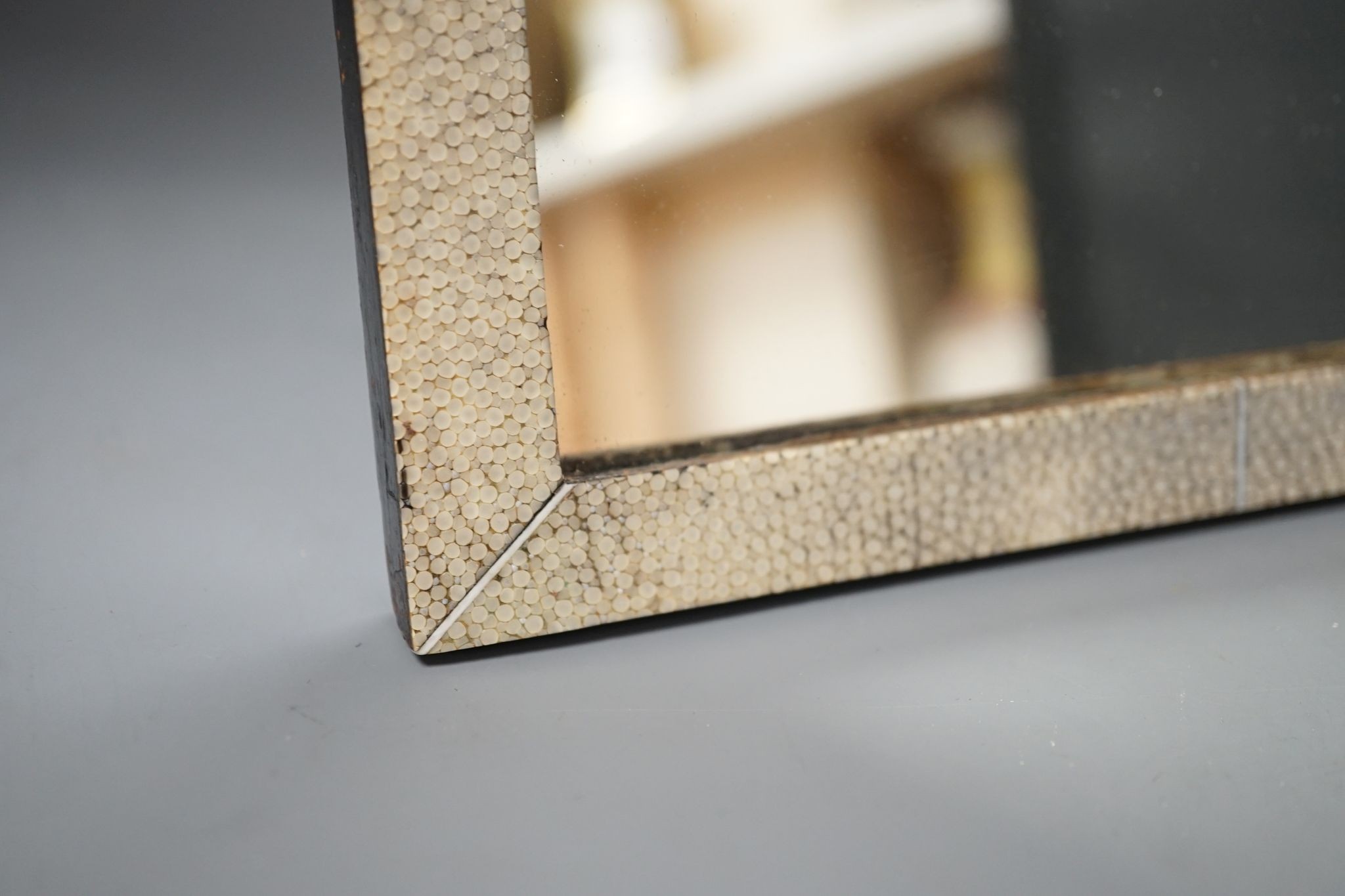 A shagreen veneered easel mirror c.1920's-1930's, 50.5 cms high x 30 cms wide.